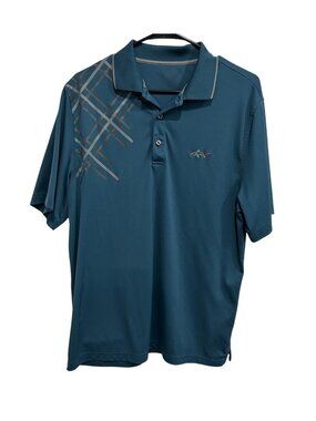 Greg Norman Mens Blue Polo Shirt With Patterned Shoulder Design Athleisure Golf